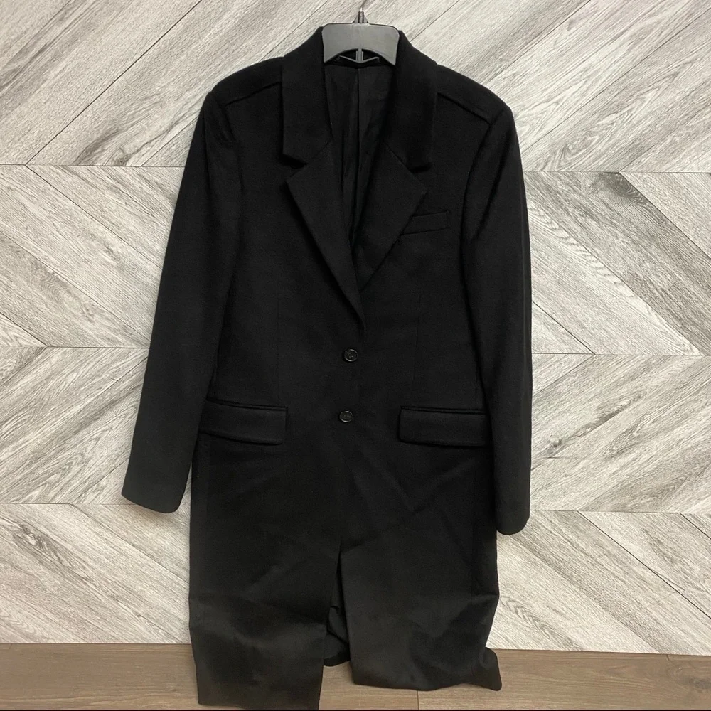 All saints | Men’s Long Black Wool Coat Killian 38